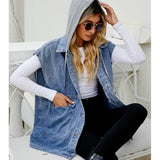 Detachable Hooded Denim Vest