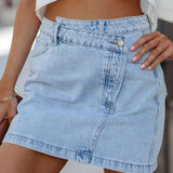 Trendy Asymmetrical Denim Skirt