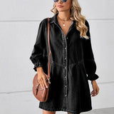 Loose Washed Patchwork Denim Dress