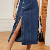 Stretchy Utility Denim Skirt