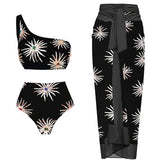 One-Shoulder High-Waist Printed Bikini Set