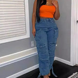 Trendy Multi-Pocket Denim