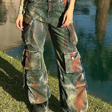 Trendy Contrast Denim Pants