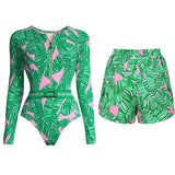 Green Printed Surf Shorts Set