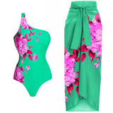 One-Shoulder Printed Monokini Set