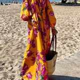 Fashion Printed V-Neck Holiday Beach Dresses