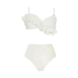 French Ruffle Solid Color Bikini Set