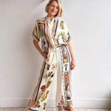 Linen Vacation Drawstring Long Pants Set