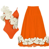 Tie Fresh Floral Swimsuit and Skirt Set