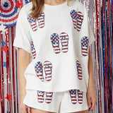 Independence Day Sequin Shorts Loose Casual Shorts Set