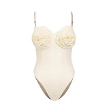 Floral Appliqué Solid One-Piece Swimsuit