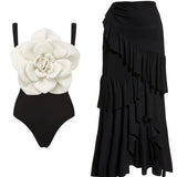 Floral Accent One-Piece Swimsuit Set
