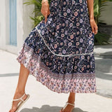 Midnight Meadows Floral Tiered Skirt