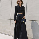 Black High-Slit High-Waist A-Line Skirt