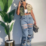 Ripped Casual Denim Pants