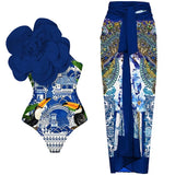 Blue 3D Floral Embellished Swimsuit