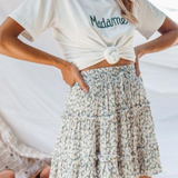 Green Floral Print Withdraw Mini Skirt