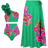 One-Shoulder Printed High-Waist Bikini Set