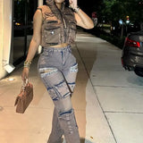 Trendy Fringe Cargo Jeans