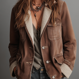 Retro Multi-pocket Faux Sherpa Lined Denim Coat