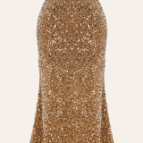 Sequin Decorated Velvet Skirt