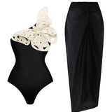 3D Butterfly Cutout One-Shoulder Swimsuit
