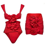 Floral Appliqué Swimsuit Set