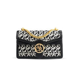 Jacquard Stitch Detail Backpack Crossbody Bag