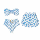 Heart Print Fresh Shorts Bikini Set