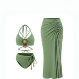 Boho Sage Green Bikini Set for Women