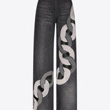 Lock Ring Type Irregular Jeans Set