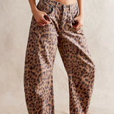 Leopard Print Barrel Jeans