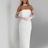 Strapless Lace Trim Dress Set