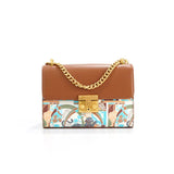 Unique Pattern Brown Top Handle Shoulder Bag