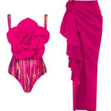 Swimsuit with Large Floral Decoration