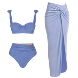Morandi Blue High-Waist Bikini Set