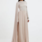 Elegant Draped Wide Leg Pants Set