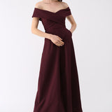 Eternal Sweet Cross Breast Off-Shoulder Jumpsuit In Wine