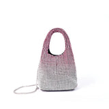Full Rhinestone Mesh Evening Bucket Bag