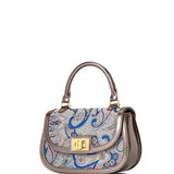 CHRISBELLA Embroidered Bamboo Handle Bag
