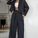 Autumn Winter Solid Office Pants Set