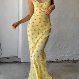 Floral Print Mermaid Slip Maxi Dress