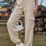 Elastic-Cuffed Versatile Cargo Denim Pants