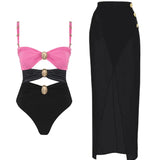 Morandi Colorblock High-Waist Swimsuit Set
