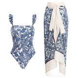 Blue Dragonfly Ruffle One-Piece Swimsuit