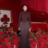 Elegant Open-Back Turtleneck Mermaid Maxi Gown