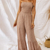 Floral Spaghetti Strap Smocked Wide Leg Jumpsuit