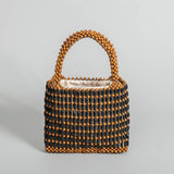 Wooden Bead Woven Tote Bag