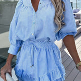 Striped Shirt & Skirt Set