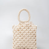 Block Wooden Bead Woven Tote Bag